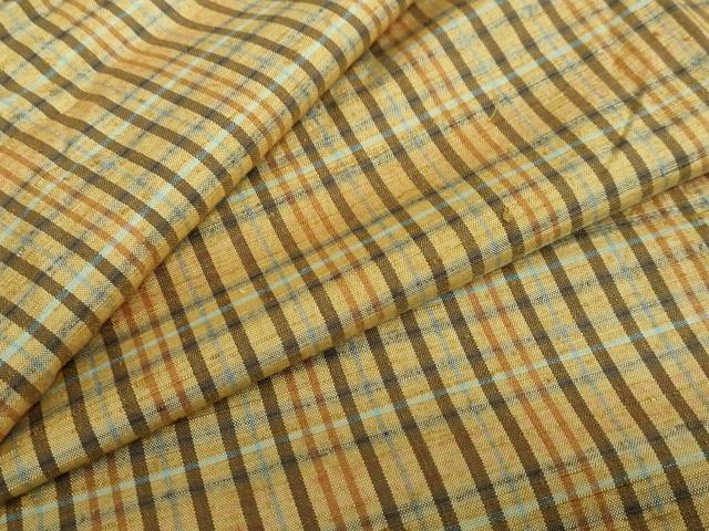 平和屋着物●郡上紬　草木染　変わり格子文　正絹　逸品　DABC2513ud 平和屋着物○郡上紬 草木染 変わり格子文 正絹 逸品 DABC2513udの通販