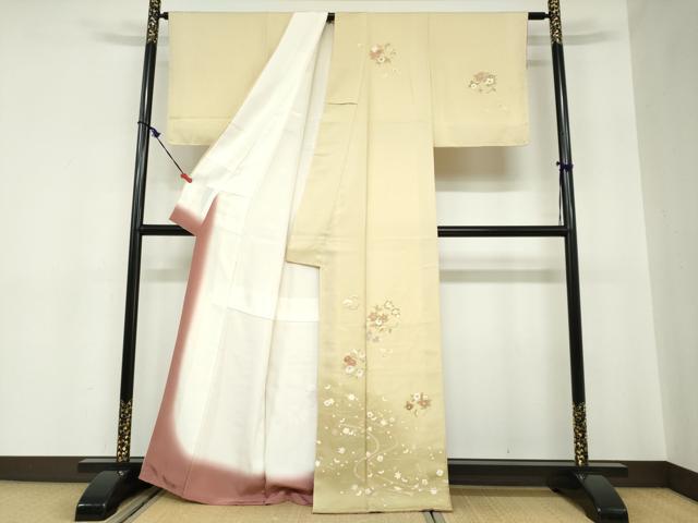 平和屋着物●訪問着　草花文　暈し染め　金彩　正絹　逸品　未使用　DABC2515ud_1