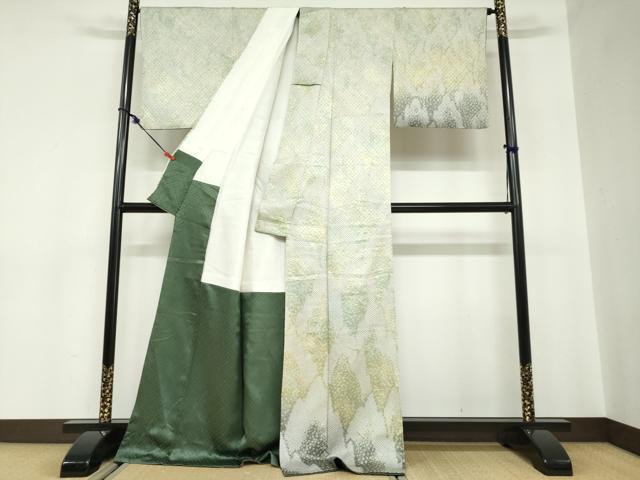 平和屋着物●訪問着　総絞り　抽象文様　ロング丈　正絹　逸品　DABC2516ud_1