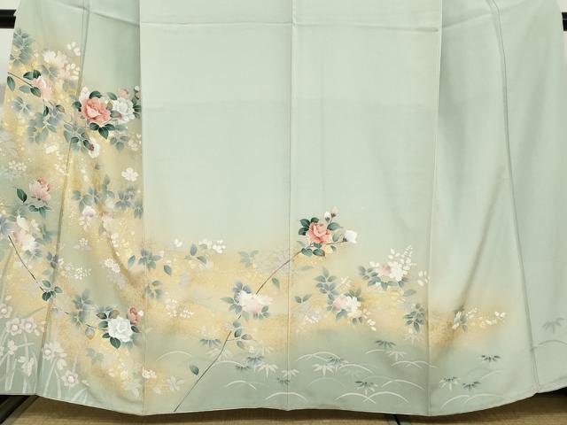 平和屋着物●訪問着　草花文　金銀彩　正絹　逸品　DABC2538ud_3