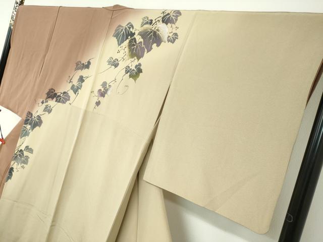 平和屋着物●訪問着　作家物　蔦の葉文　暈し染め　金銀彩　正絹　逸品　DABC2555ud 平和屋着物○訪問着 作家物 蔦の葉文 暈し染め 金銀彩 正絹 逸品