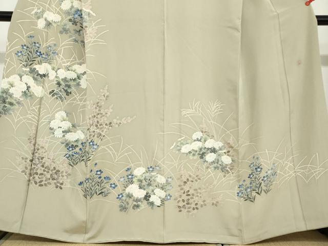 平和屋着物●本加賀友禅作家　鶴見保次　訪問着　草花文　正絹　逸品　DABC2577ud_3