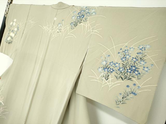 平和屋着物●本加賀友禅作家　鶴見保次　訪問着　草花文　正絹　逸品　DABC2577ud_2