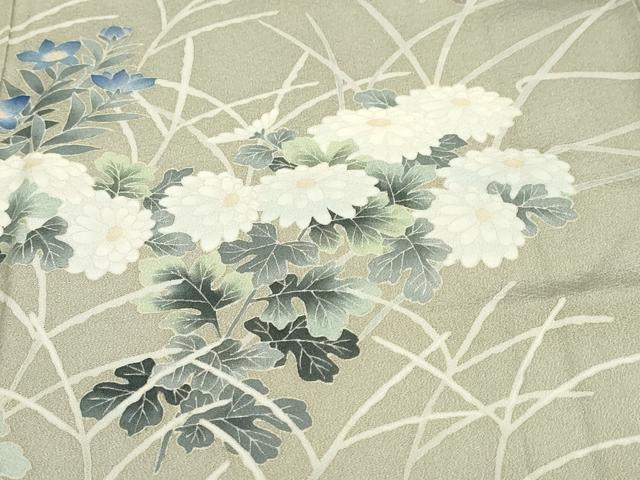 平和屋着物●本加賀友禅作家　鶴見保次　訪問着　草花文　正絹　逸品　DABC2577ud_5