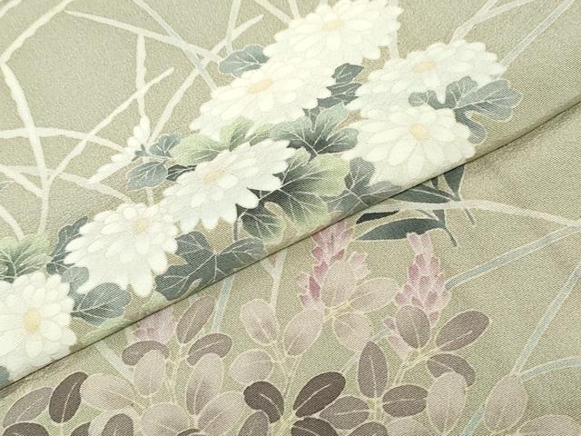 平和屋着物●本加賀友禅作家　鶴見保次　訪問着　草花文　正絹　逸品　DABC2577ud_6