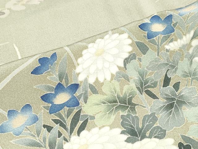 平和屋着物●本加賀友禅作家　鶴見保次　訪問着　草花文　正絹　逸品　DABC2577ud_7
