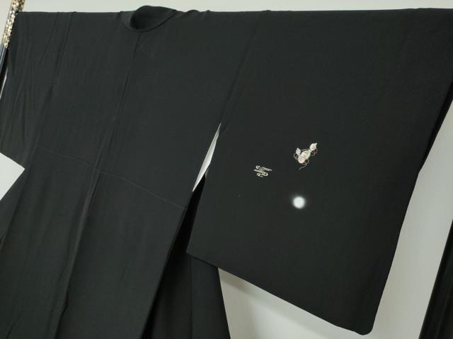 平和屋着物●訪問着　刺繍　エ霞草花文　瓢箪　蛍暈し　黒地　金糸　正絹　逸品　DABC2592ud_2