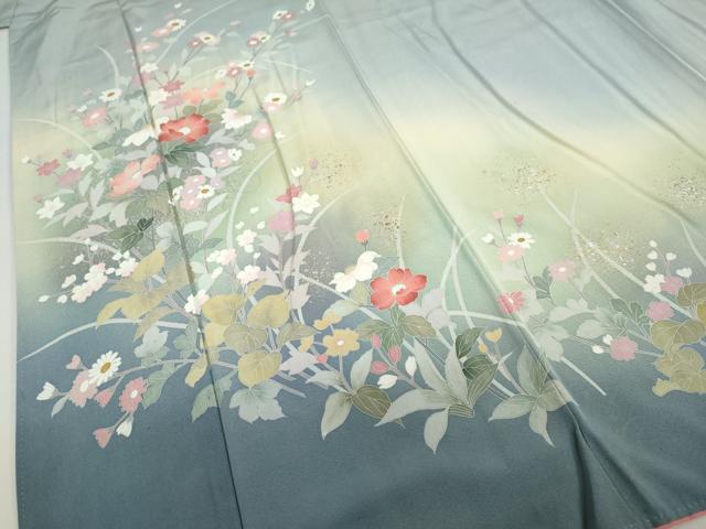 平和屋着物●訪問着　草花文　暈し染め　金銀彩　正絹　逸品　DABC2623ud_4