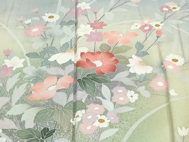 平和屋着物●訪問着　草花文　暈し染め　金銀彩　正絹　逸品　DABC2623ud_5