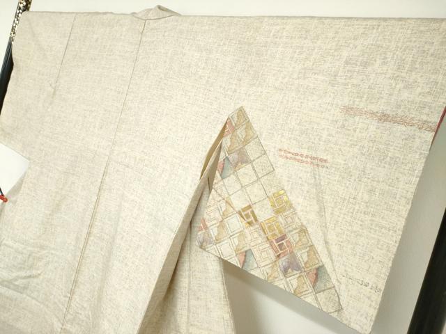 平和屋着物●訪問着　紬地　菱文　金彩　正絹　逸品　DABC2624ud_2