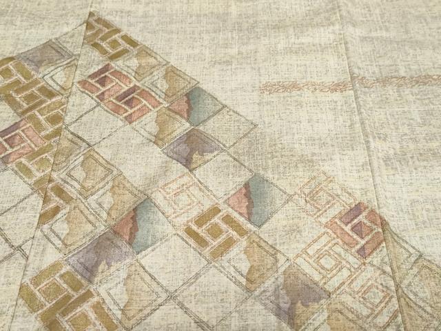 平和屋着物●訪問着　紬地　菱文　金彩　正絹　逸品　DABC2624ud_5