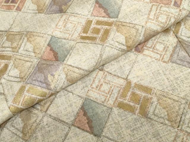 平和屋着物●訪問着　紬地　菱文　金彩　正絹　逸品　DABC2624ud_6