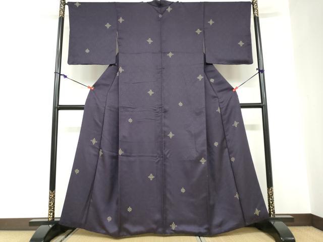 平和屋着物●上質な小紋　抽象文様　金糸　正絹　逸品　DABC2656ud_1