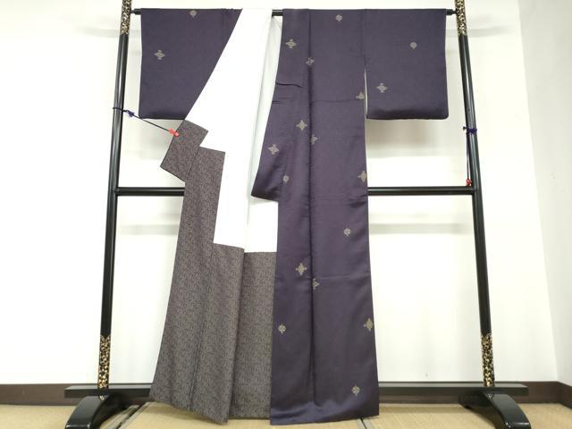 平和屋着物●上質な小紋　抽象文様　金糸　正絹　逸品　DABC2656ud_2