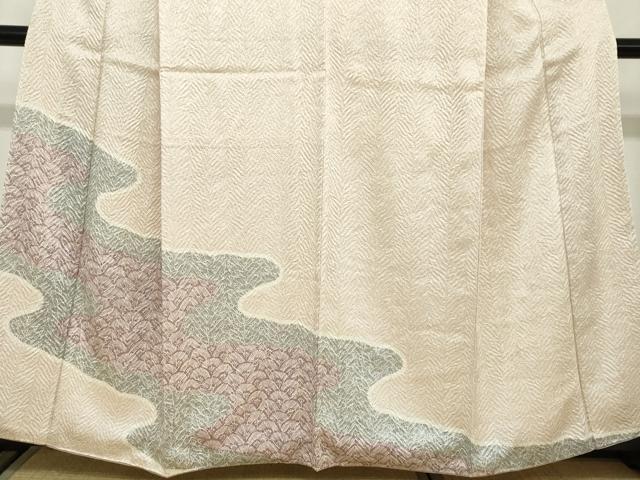 平和屋着物●名門　藤娘きぬたや・総絞り(杢目絞り)　訪問着　流水松葉文　正絹　逸品　DABC2661ud_3