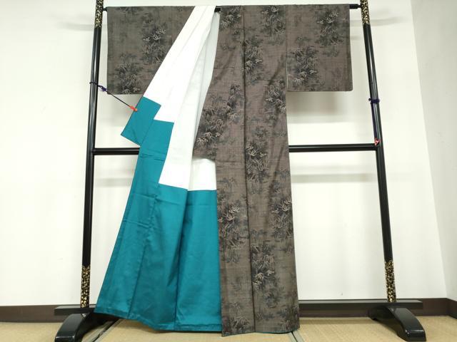 平和屋着物●都喜ヱ門　本場大島紬　9マルキ　純泥染　笹竹に雀　証紙付き　藤絹織物謹製　正絹　逸品　未使用　DABC2665ud 平和屋着物○都喜ヱ門 本場大島紬 9マルキ 純泥染 笹竹に雀 証紙付き