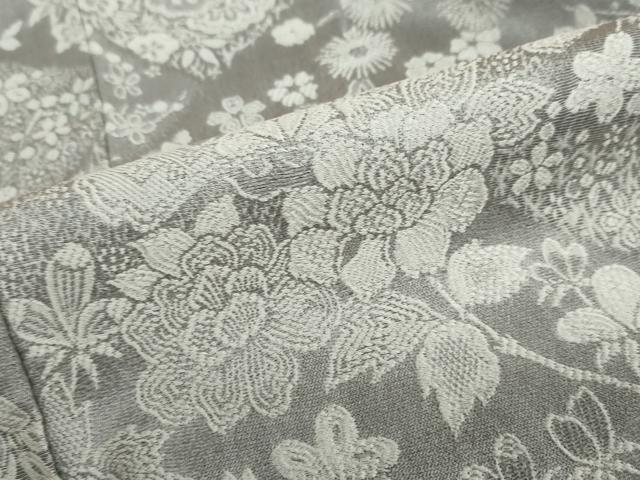 平和屋着物●山岡古都・古都染人　染織美術品　薬墨染　天目織　お召　草花文　正絹　逸品　DABC2688ud_5