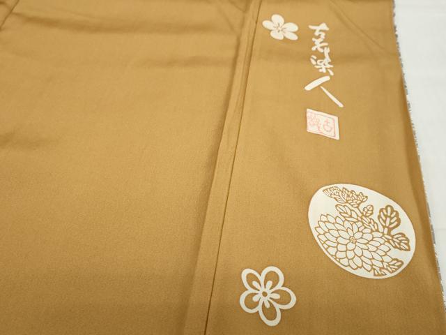 平和屋着物●山岡古都・古都染人　染織美術品　薬墨染　天目織　お召　草花文　正絹　逸品　DABC2688ud_6