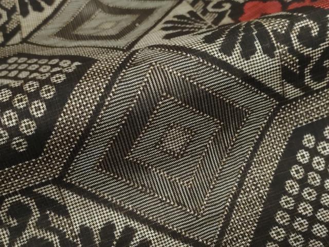 平和屋着物●本場大島紬　龍郷絣　草花文　正絹　逸品　DABC2697ud_5