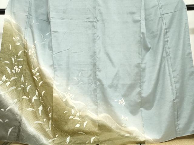 平和屋着物●訪問着　紬地　絞り　草花文　正絹　逸品　DABC2700ud_3