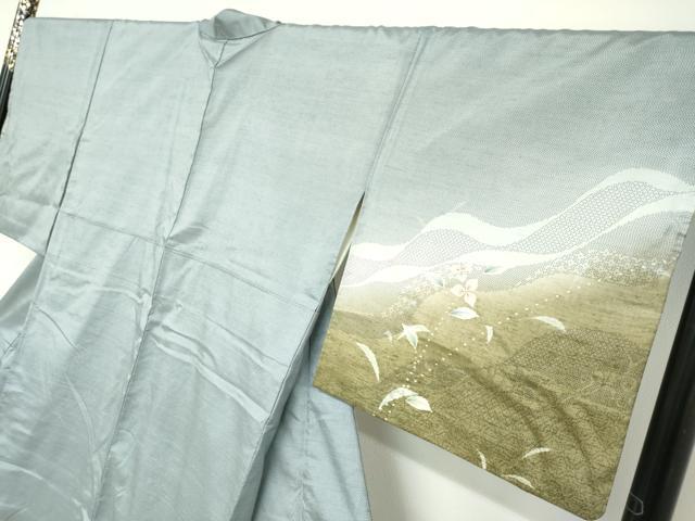 平和屋着物●訪問着　紬地　絞り　草花文　正絹　逸品　DABC2700ud_2