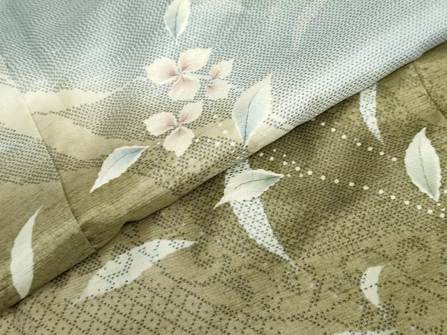 平和屋着物●訪問着　紬地　絞り　草花文　正絹　逸品　DABC2700ud_6