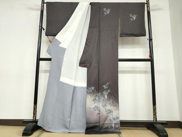 平和屋着物●訪問着　葡萄蔦の葉文　暈し染め　金彩　正絹　逸品　DABC2707ud_1