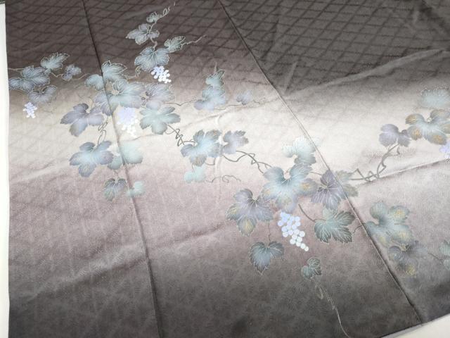 平和屋着物●訪問着　葡萄蔦の葉文　暈し染め　金彩　正絹　逸品　DABC2707ud_4