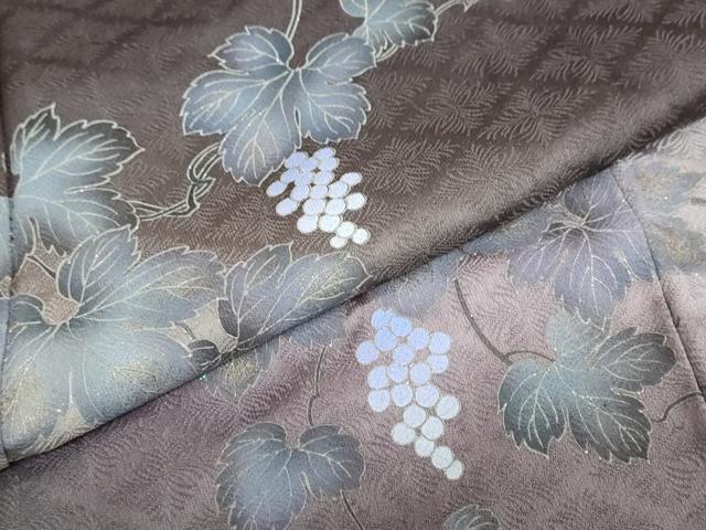 平和屋着物●訪問着　葡萄蔦の葉文　暈し染め　金彩　正絹　逸品　DABC2707ud_6