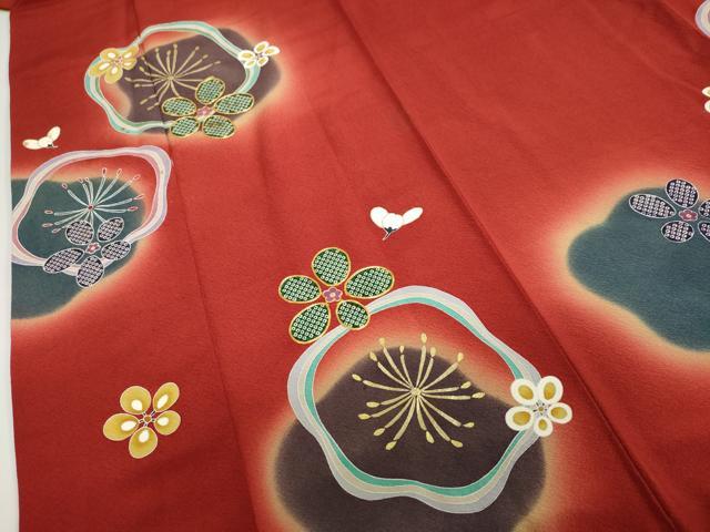 平和屋着物●豪華振袖　駒刺繍　舞梅文　暈し染め　金彩　正絹　逸品　DABC2708ud 平和屋着物○豪華振袖 駒刺繍 舞梅文 暈し染め 金彩 正絹 逸品