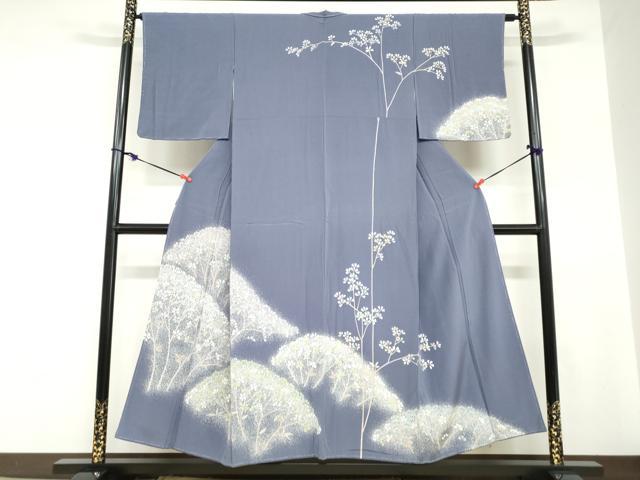 平和屋着物●訪問着　枝葉文　たたき染め　正絹　逸品　未使用　DABC2715ud