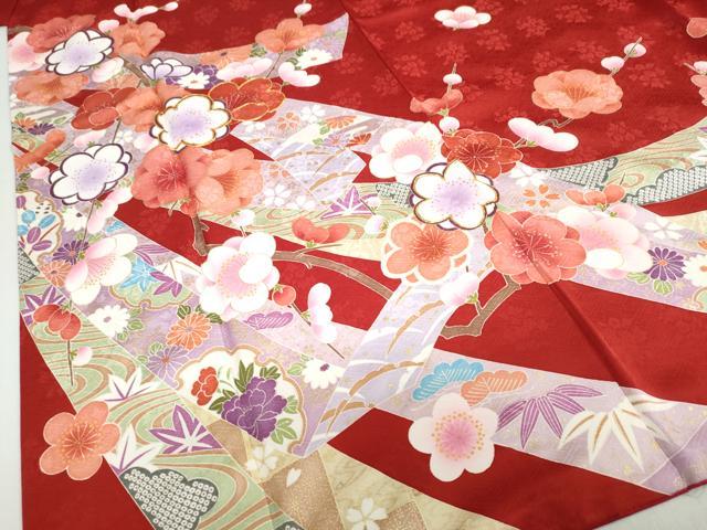 平和屋着物●豪華振袖　駒刺繍　熨斗草花文　金彩　正絹　逸品　DABC2738ud_4