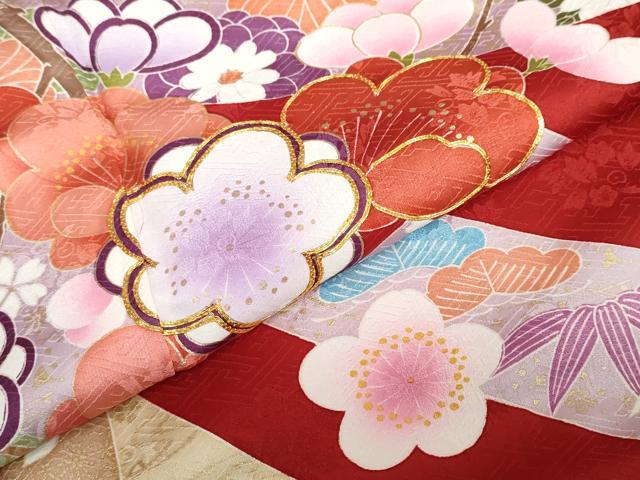 平和屋着物●豪華振袖　駒刺繍　熨斗草花文　金彩　正絹　逸品　DABC2738ud_6