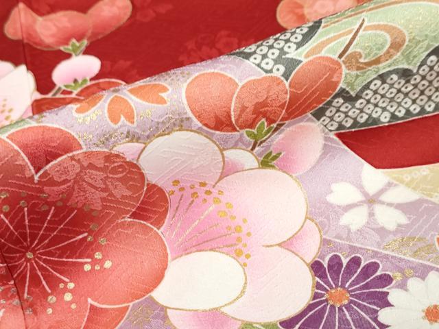 平和屋着物●豪華振袖　駒刺繍　熨斗草花文　金彩　正絹　逸品　DABC2738ud_7