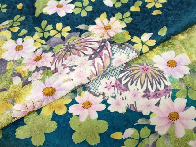 平和屋着物●豪華振袖　駒刺繍　手毬草花文　暈し染め　金彩　正絹　逸品　DABC2741ud_6