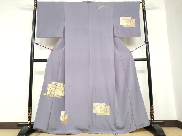 平和屋着物●訪問着　刺繍　草花文　金彩　正絹　逸品　DABC2746ud