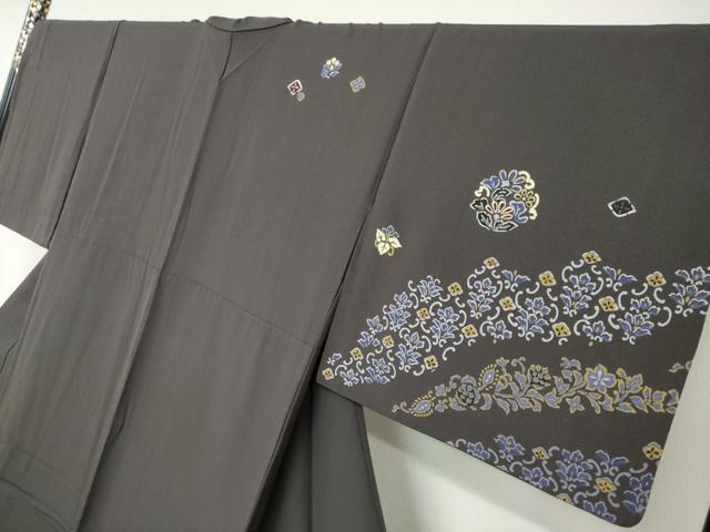 平和屋着物●訪問着　竹屋町刺繍　洋花文　金彩　正絹　逸品　DABC2788ud_2