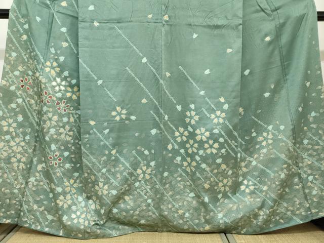 平和屋着物●訪問着　駒刺繍　絞り　舞桜文　金彩　正絹　逸品　DABC2789ud_3