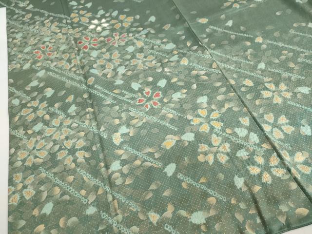 平和屋着物●訪問着　駒刺繍　絞り　舞桜文　金彩　正絹　逸品　DABC2789ud_4