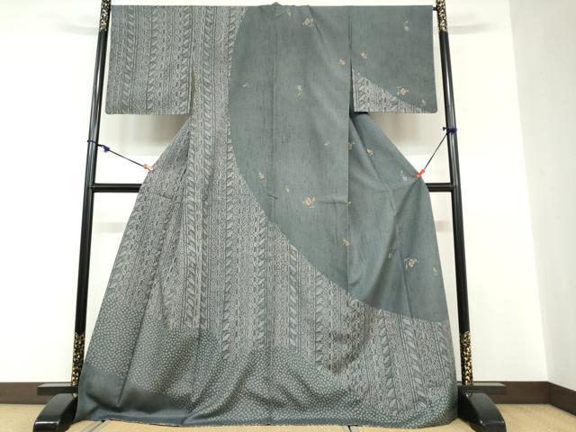 平和屋着物∞極上　道中着　ロング丈　お召地　よろけ縞地紋　暈し染め　逸品　DZAB5123kh6 楽天市場】平和屋1□極上 コート作家 三本賢 道中着 ロング丈 手描き
