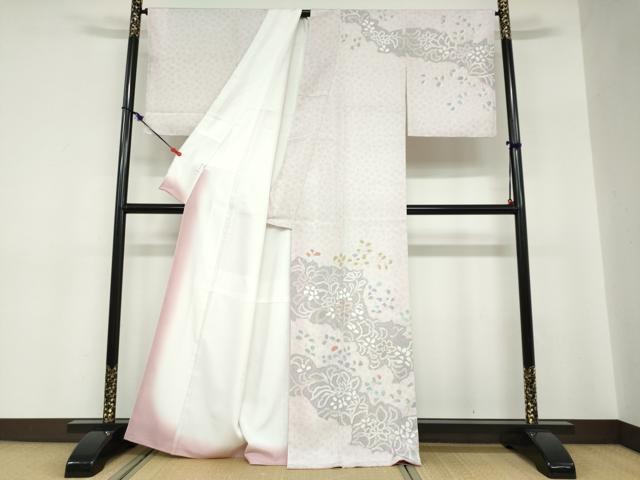 平和屋着物●訪問着　道長草花文　金彩　さんび謹製　洗える着物　未使用　DABC2808ud_1