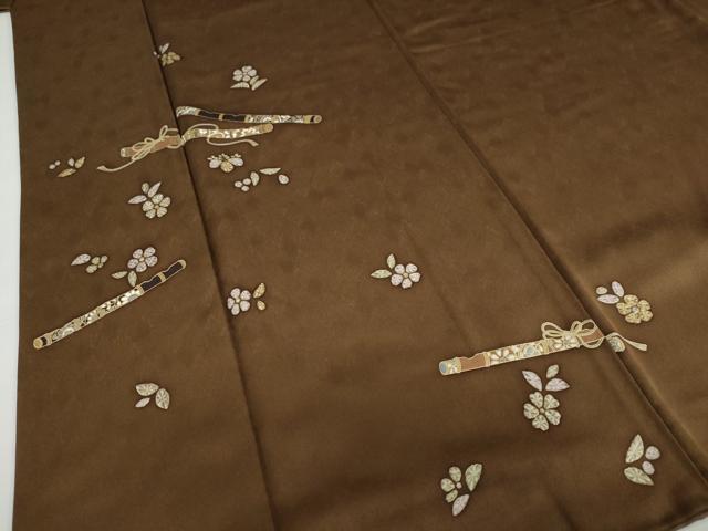 平和屋着物●訪問着　楽器草花文　金彩　正絹　逸品　DABC2897ud_4