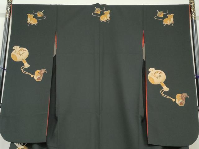 平和屋着物●豪華振袖　玩具文　黒地　洗える着物　DABC2904ud_2