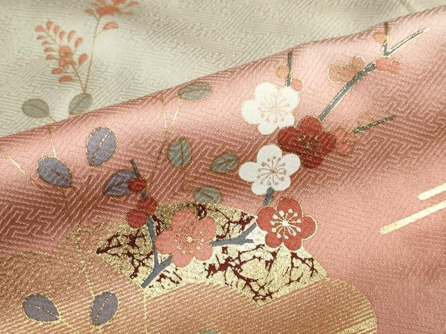 平和屋着物●訪問着　地紙草花文　暈し染め　金彩　正絹　逸品　DABC2916ud_7
