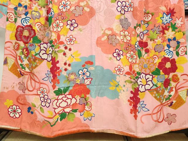 平和屋本店●アンティーク　大正ロマン　振袖　駒刺繍　吉祥草花文　金銀糸　正絹　逸品　DABC2932ud_3