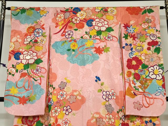 平和屋本店●アンティーク　大正ロマン　振袖　駒刺繍　吉祥草花文　金銀糸　正絹　逸品　DABC2932ud_2