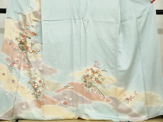 平和屋着物●創業460年・千總　訪問着　駒刺繍　流水草花籬文　金彩　正絹　逸品　未使用　DABC2992ud_3