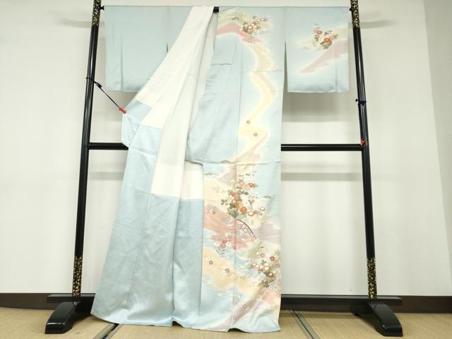 平和屋着物●創業460年・千總　訪問着　駒刺繍　流水草花籬文　金彩　正絹　逸品　未使用　DABC2992ud_1