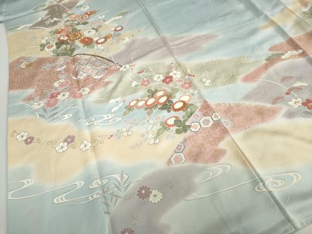 平和屋着物●創業460年・千總　訪問着　駒刺繍　流水草花籬文　金彩　正絹　逸品　未使用　DABC2992ud_4