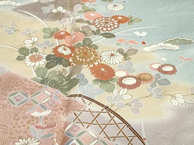 平和屋着物●創業460年・千總　訪問着　駒刺繍　流水草花籬文　金彩　正絹　逸品　未使用　DABC2992ud_5